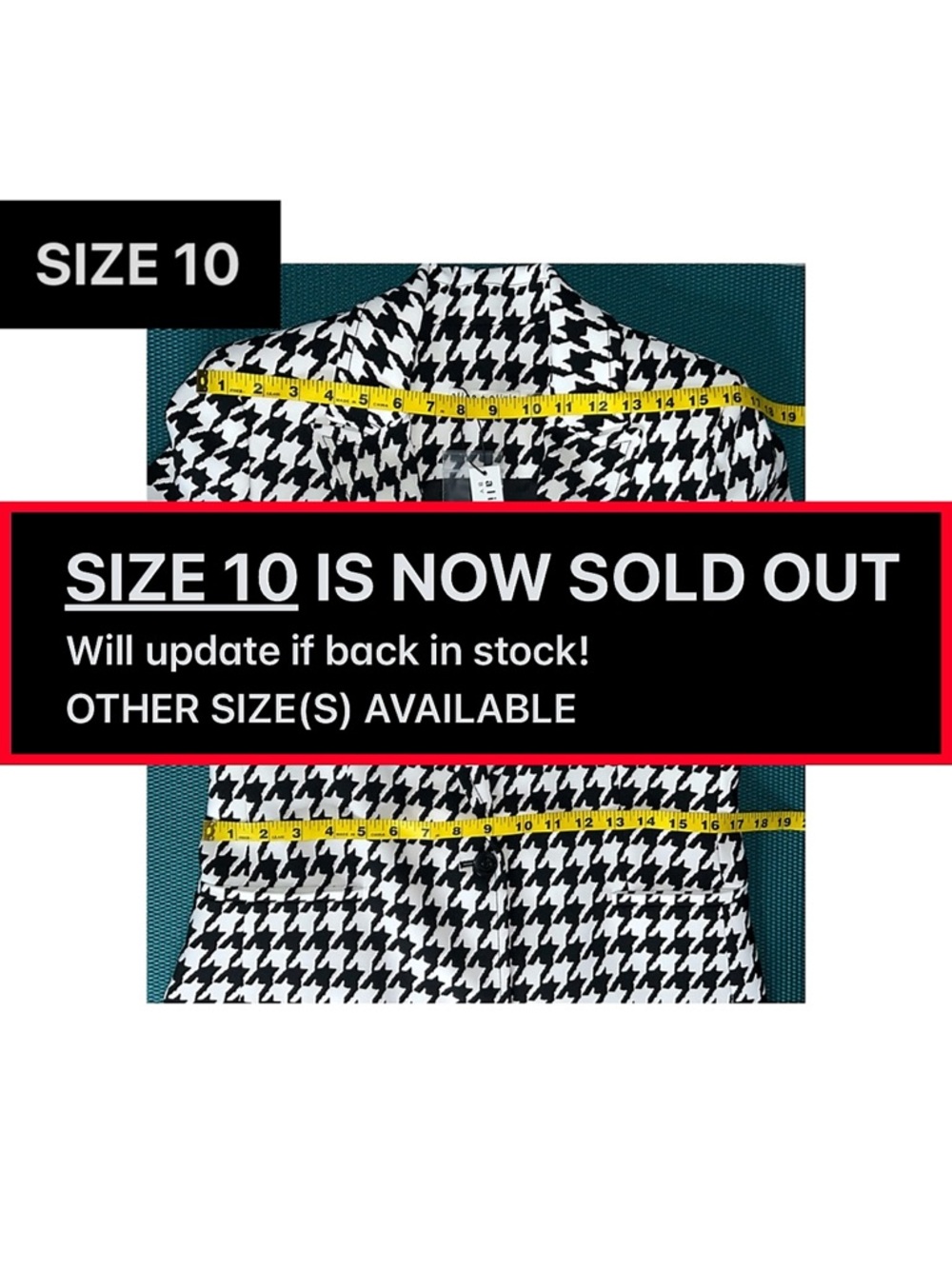 Alice + Olivia Breann Houndstooth Black White Fitted Blazer Jacket - Picture 15 of 17
